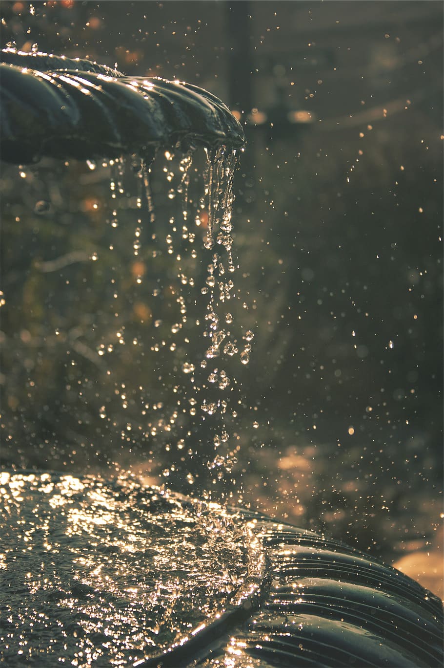 fountain, water, drops, motion, nature, illuminated, no people HD wallpaper