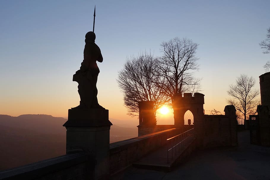 sunset, romantic, fortress, sunlight, castle, evening, autumn HD wallpaper