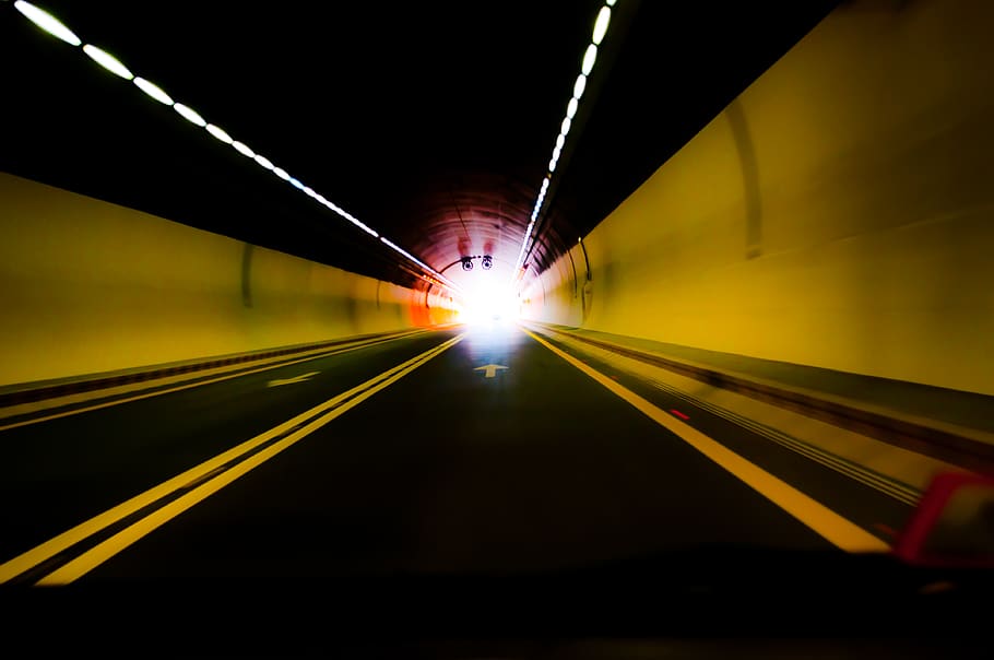 timelapse photography of vehicle inside tunnel, illuminated, transportation, HD wallpaper