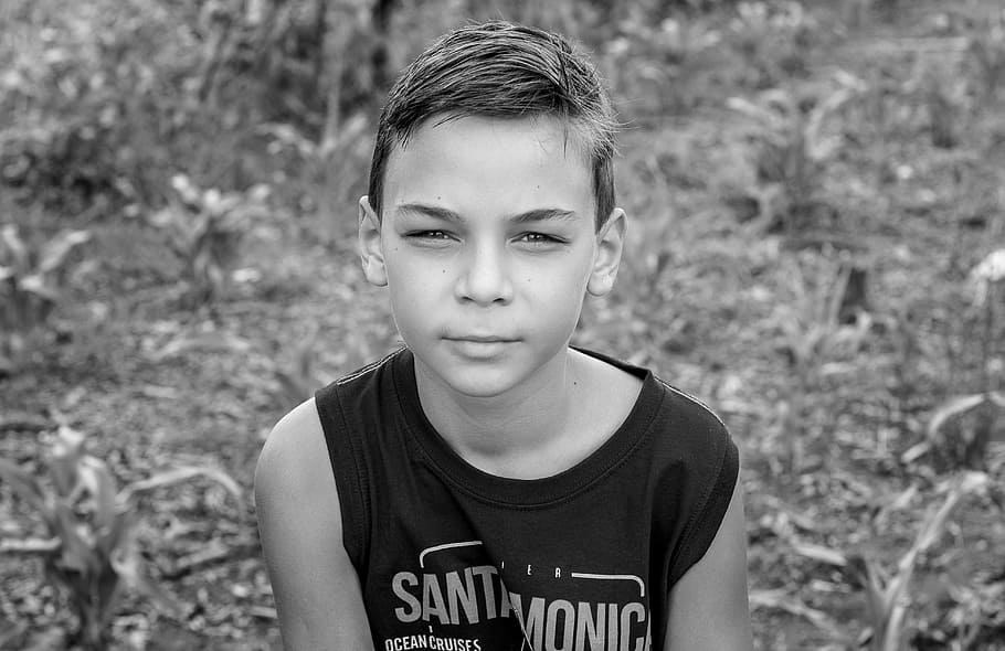 Boy Wearing Santamonic-printed Sleeveless Shirt, adolescent, child, HD wallpaper