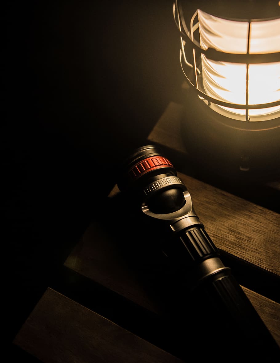 black flashlight beside lantern, wyoming, united states, torch, HD wallpaper