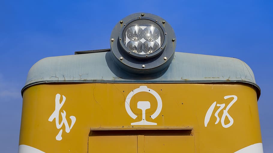 round black framed LED light, symbol, train, vehicle, transportation HD wallpaper