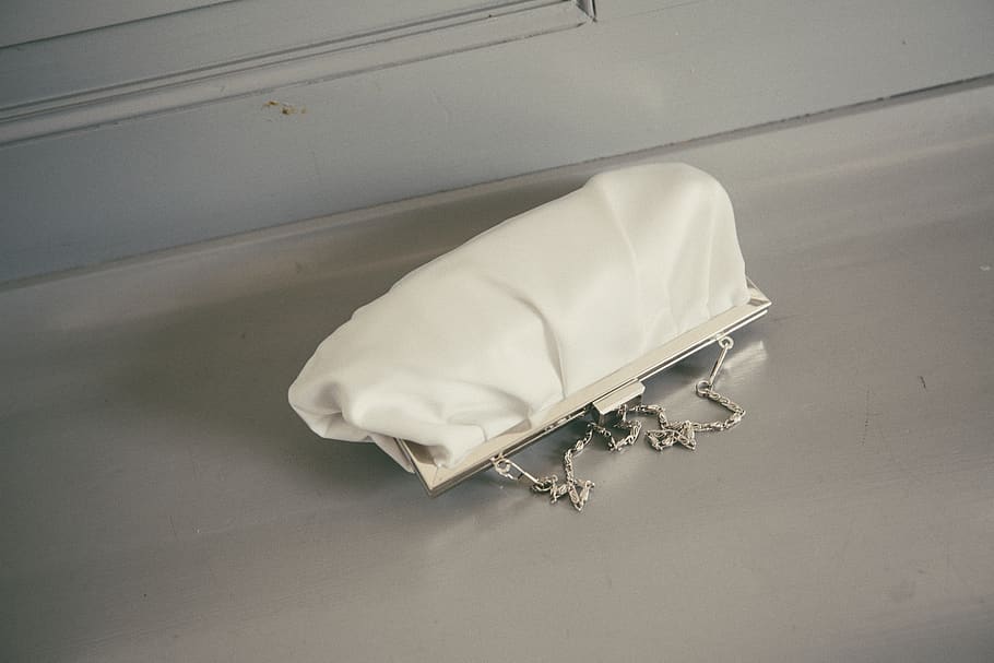 Closed White Bag , accessory, no people, high angle view, indoors HD wallpaper