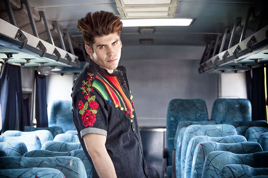 Man Standing Between Passenger Seats, boy, model, person, wear HD wallpaper