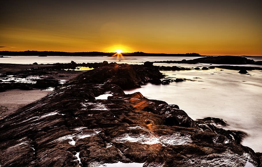 canada, tor bay, ocean, sky, water, rock, scenics - nature HD wallpaper
