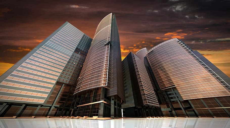 architecture, building, infrastructure, blue, sky, skyscraper HD wallpaper