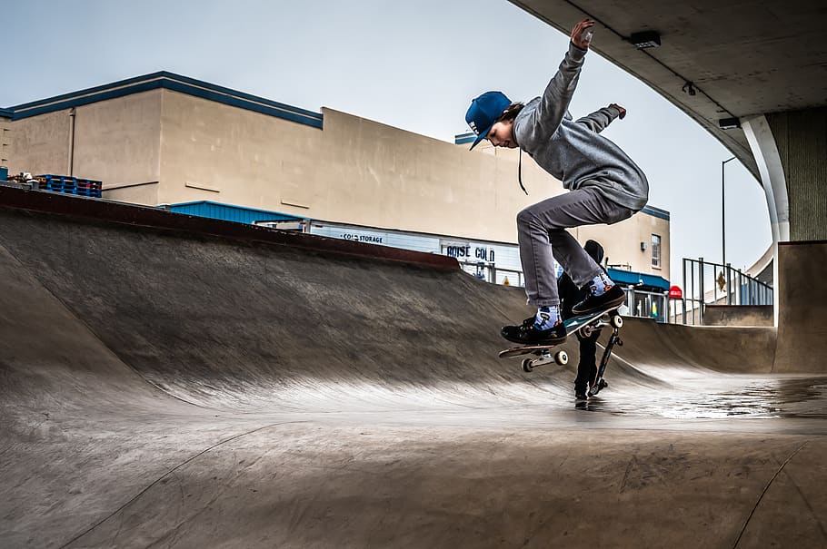 Man Doing Tricks on a Skateboard, action, active, effort, energy HD wallpaper