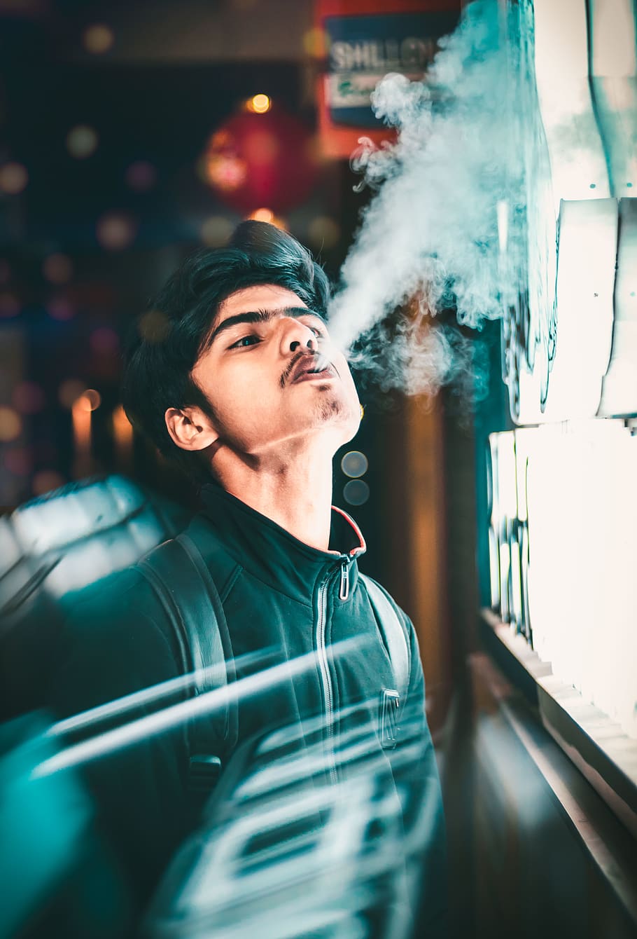 man blowing smoke, one person, real people, young adult, portrait HD wallpaper