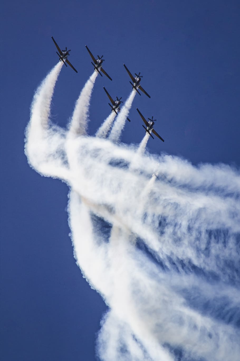 five jets on sky, air vehicle, airplane, airshow, vapor trail HD wallpaper