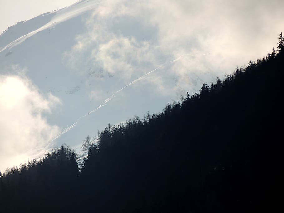 france, modane, forest, sky, blue, mountain, cloud, summit HD wallpaper