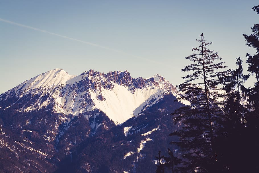 landscape, winter, wintry, mountains, mountain peaks, sky, nature HD wallpaper
