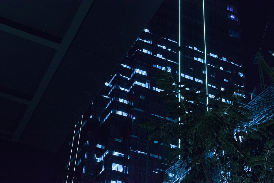 laser, light, urban, metropolis, city, town, building, office building HD wallpaper