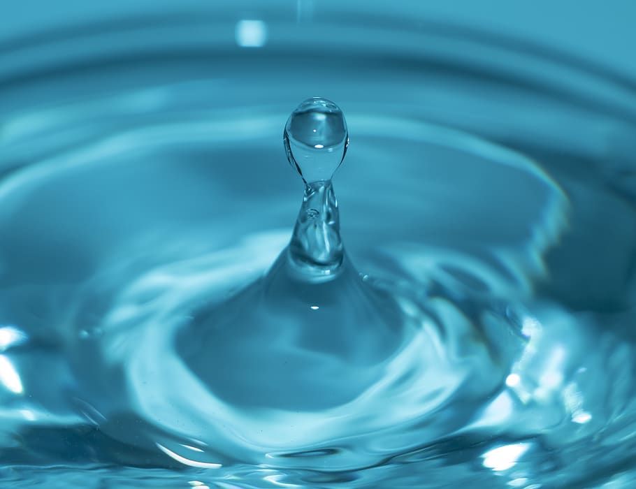water droplet, blur, ripple, bokeh, blue, waterdrop, macro, fine art HD wallpaper