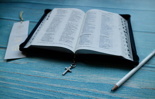 holy bible, paper, indoors, no people, open, blue, close-up HD wallpaper