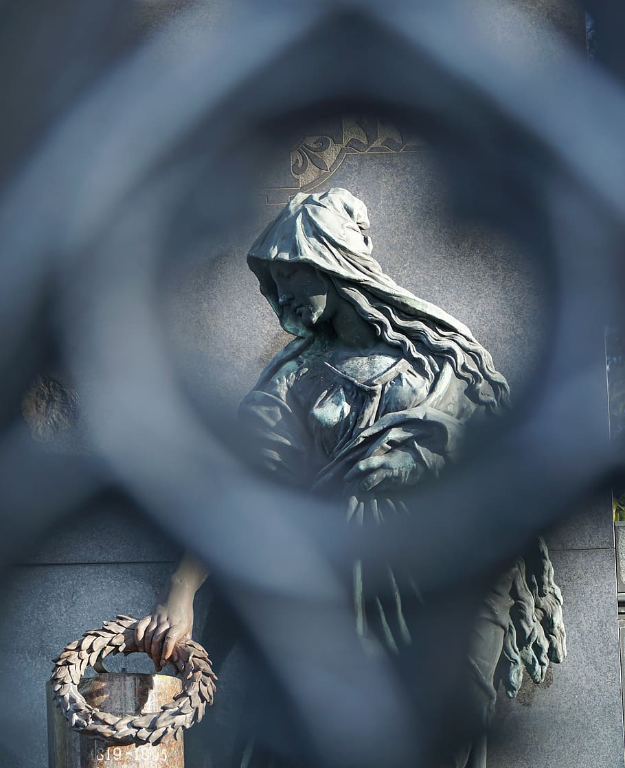 grave, angel, statue, death, sculpture, tombstone, figure, farewell HD wallpaper