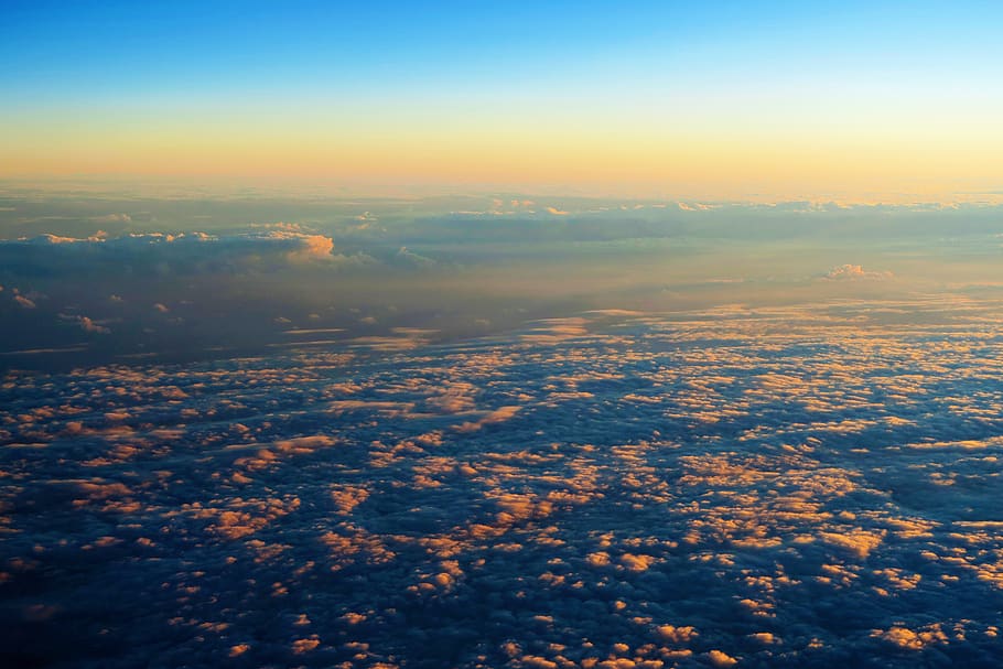 clouds, sky, nature, sunset, landscape, beautiful, air, in the evening HD wallpaper