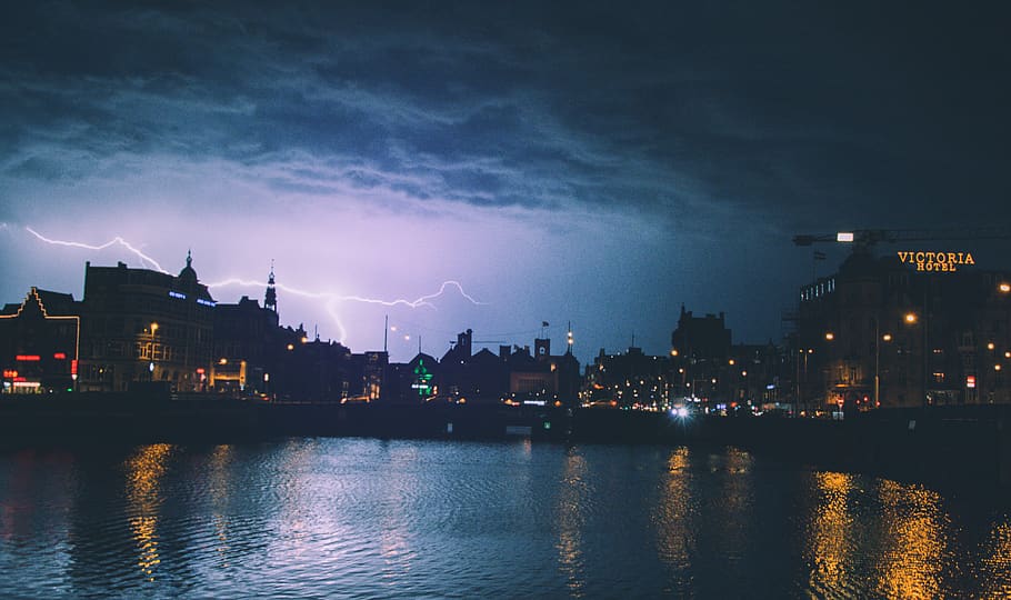 amsterdam, netherlands, storm, thunder, rain, photography, canon HD wallpaper