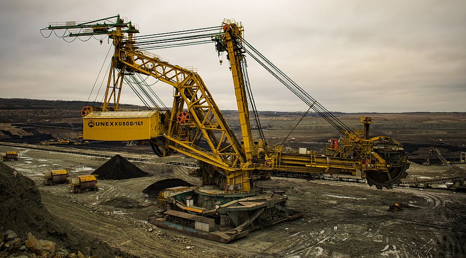 yellow tower crane, industry, machinery, sky, construction industry HD wallpaper