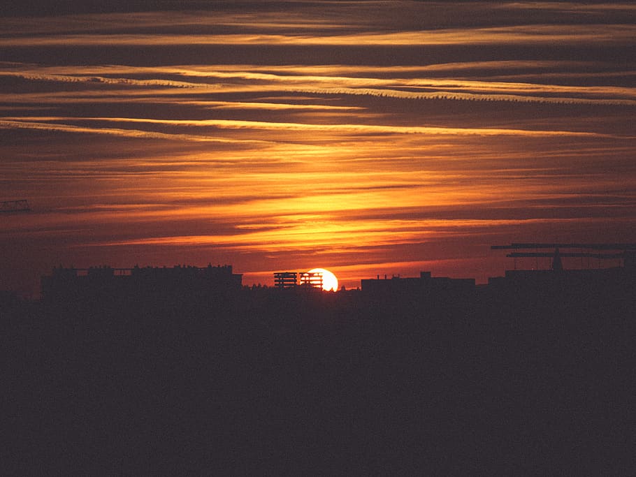 sunset view, belgium, brussels, sunrise, sky, red sky, outdoors HD wallpaper