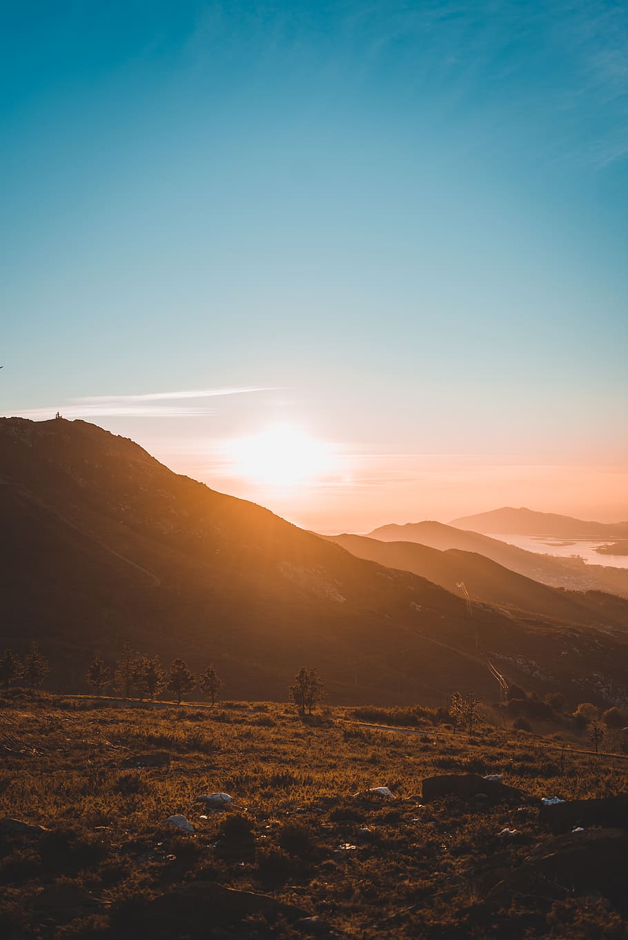 mountain during golden hour, nature, mountain range, outdoors HD wallpaper