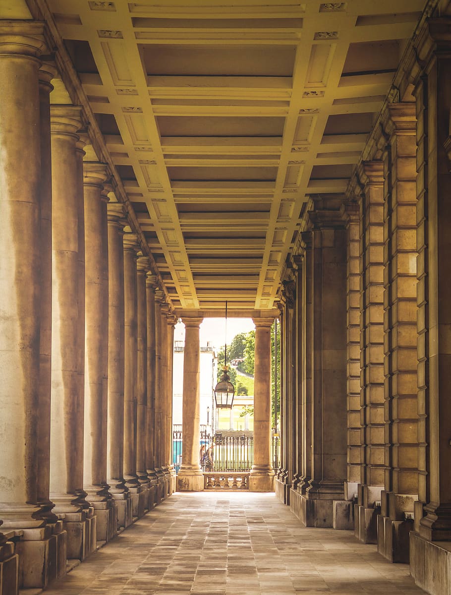 Beige Pathway With Pillars, ancient, arcade, architecture, art HD wallpaper
