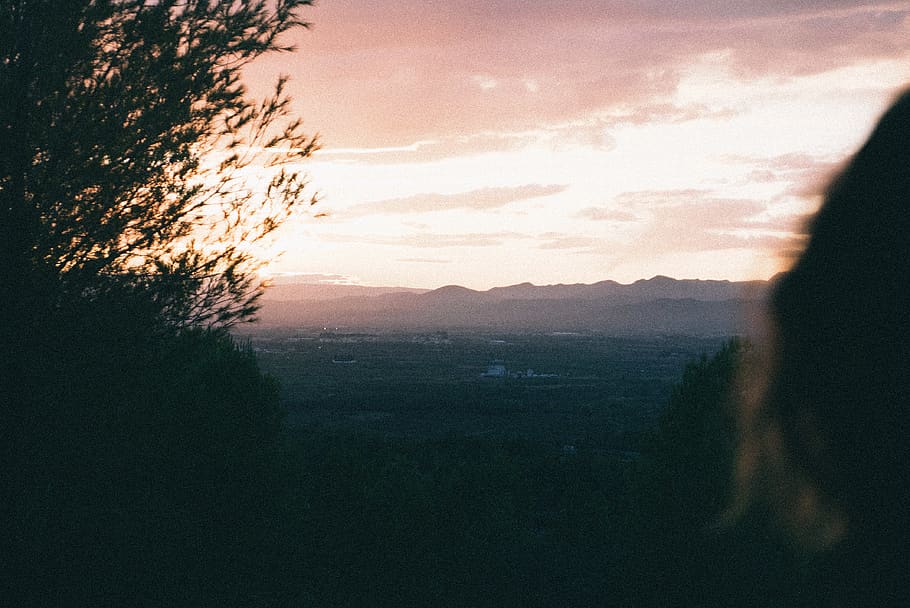 sunset, stare, sundown, nature, goldenhour, evening sky, mountains HD wallpaper