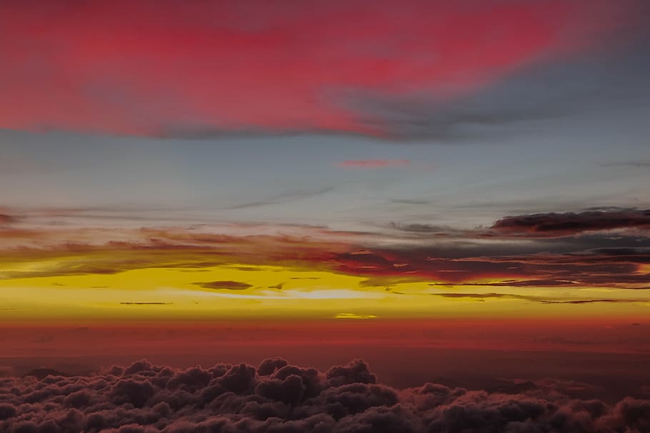 nimbus clouds during golden hour, nature, outdoors, sky, sunset, HD wallpaper