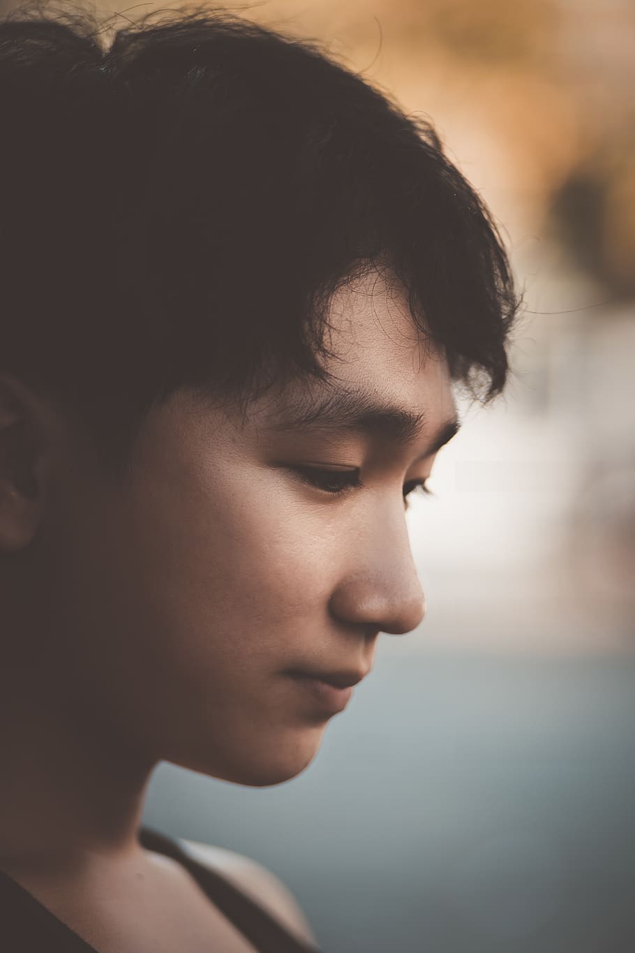 Close-up Photo of Man's Face, pensive, portrait, side view, thinking HD wallpaper