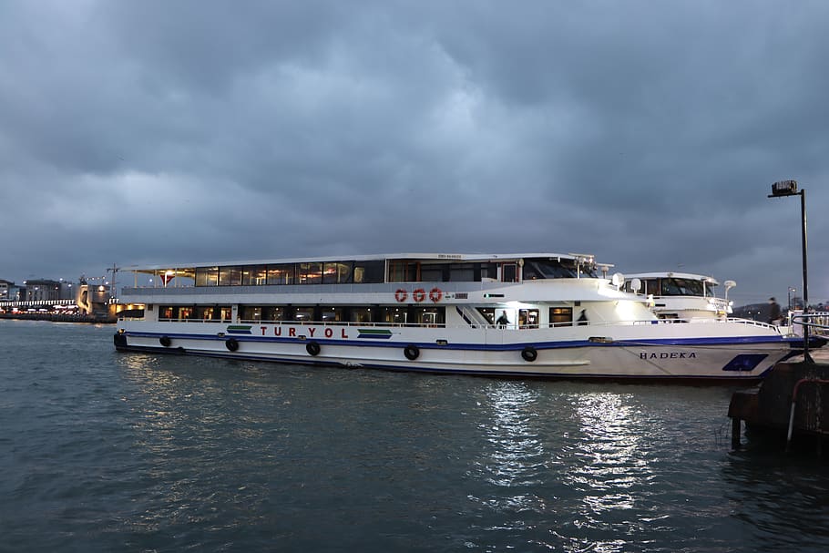 clouds, ship, boat, marine, istanbul, eminönü, fatih, nature HD wallpaper