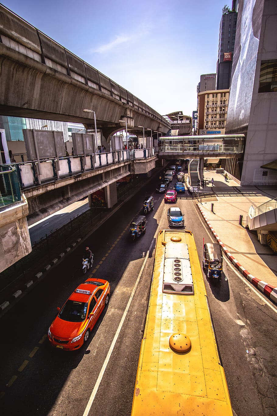 Arial View Photo of Cars, architecture, bridge, buildings, bus HD wallpaper