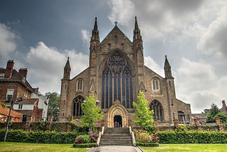 cathedral, worcester, architecture, england, church, old, religious, HD wallpaper