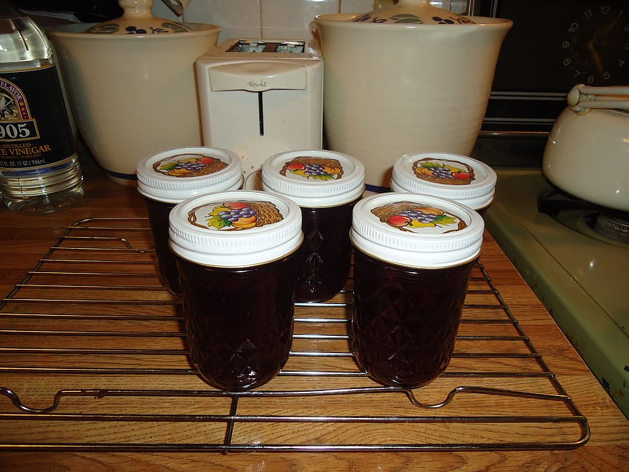 jelly, grape, homemade, jam, jars, kitchen, food and drink HD wallpaper