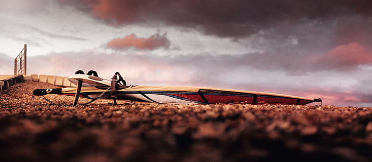 sky, clouds, sunset, pink, windsurf, board, cloud - sky, nature HD wallpaper