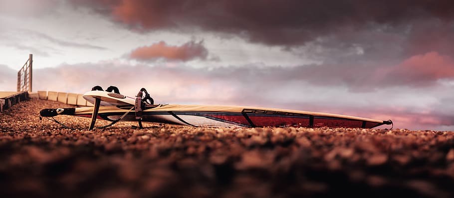 sky, clouds, sunset, pink, windsurf, board, cloud - sky, nature HD wallpaper