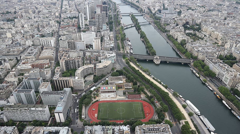 france, paris, eiffel tower, suburb, sky, football, track, athletics HD wallpaper
