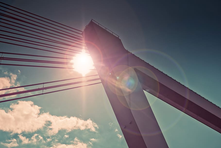 architecture, bridge, suspension bridge, pillar, wire ropes HD wallpaper