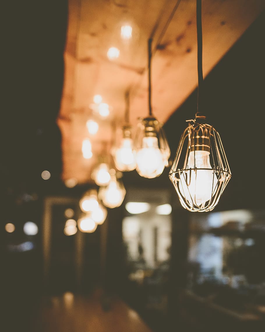 architecture, interior, blur, lights, bulb, design, lamp, illuminated HD wallpaper