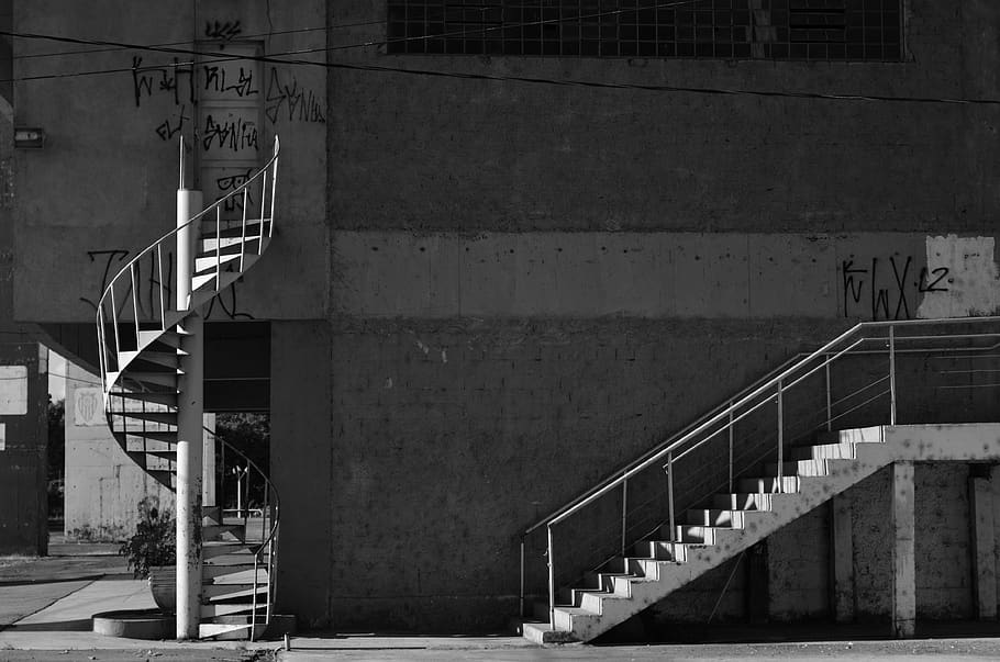 white stairs, banister, handrail, railing, staircase, wall, silhouette HD wallpaper
