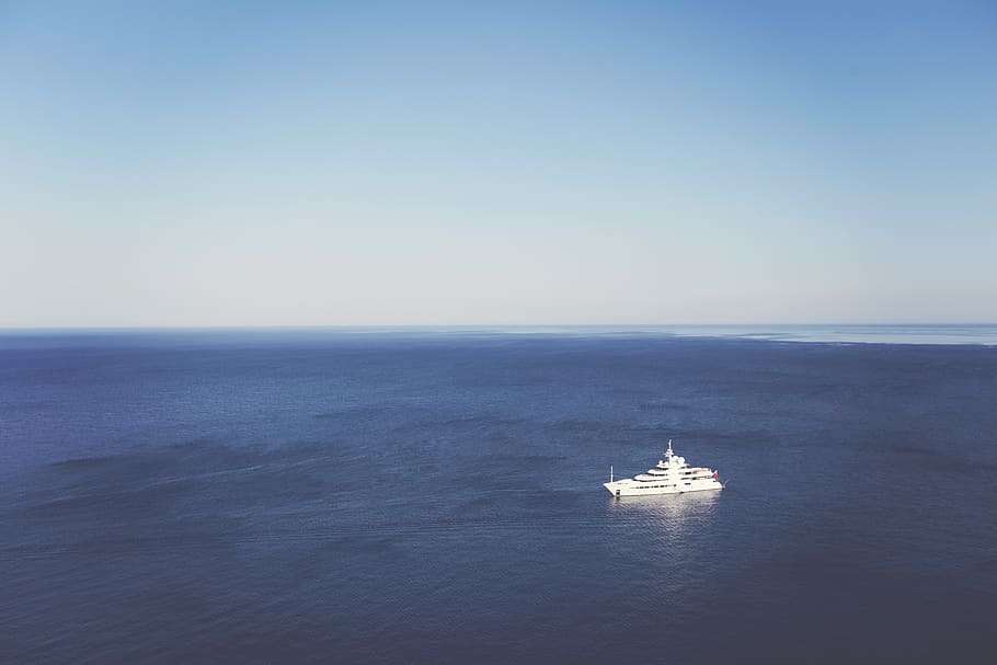 clear, blue, sky, boat, yacht, water, sea, ocean, nautical vessel HD wallpaper