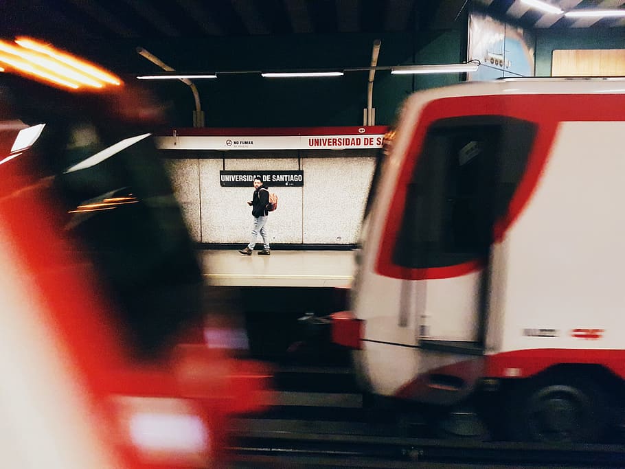 man walking near train, person, wall, train track, platform, focus, HD wallpaper