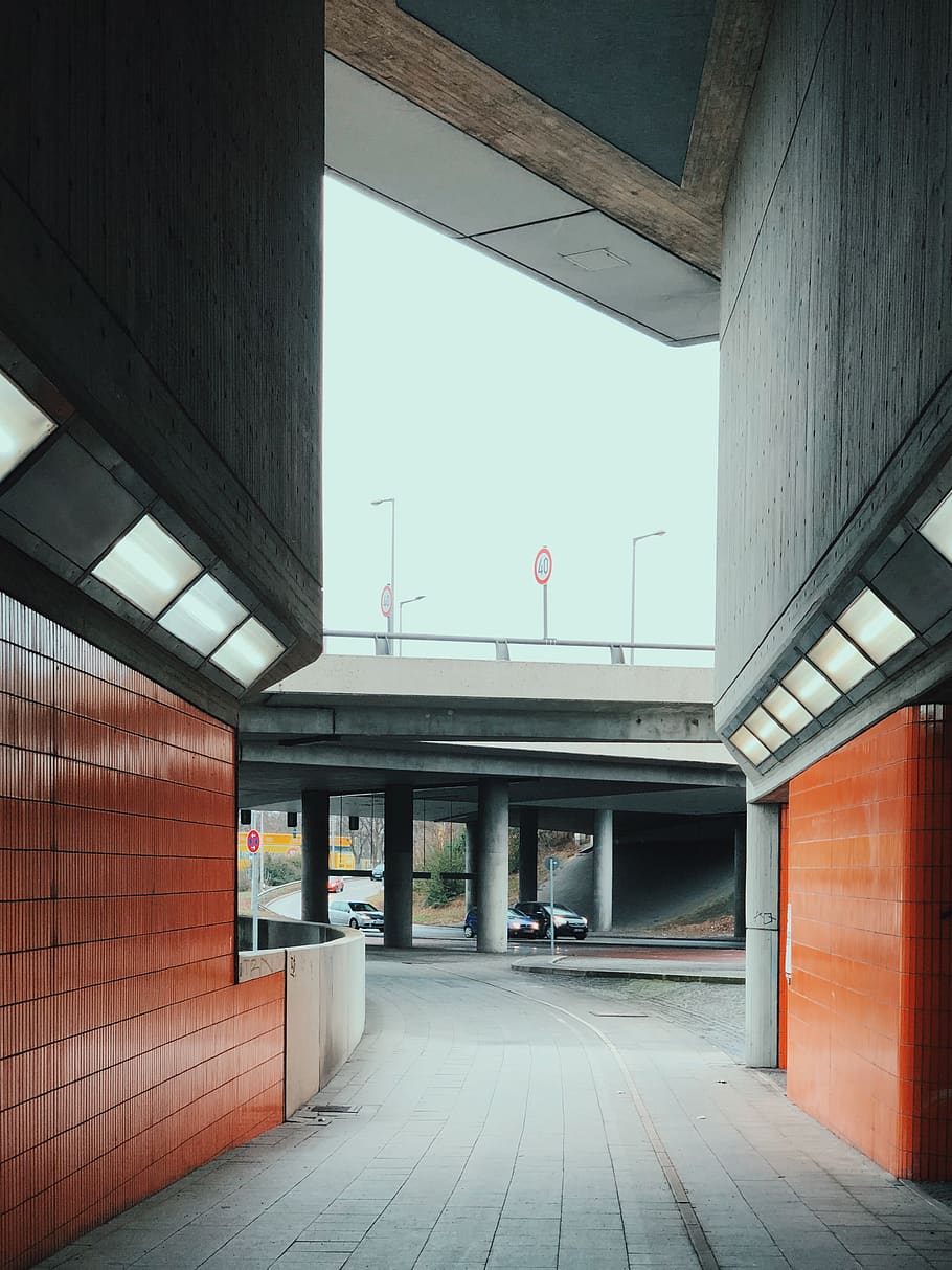 pathway near the building, corridor, flooring, berlin, germany HD wallpaper
