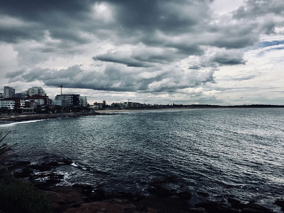 australia, cronulla, cloud - sky, water, building exterior HD wallpaper