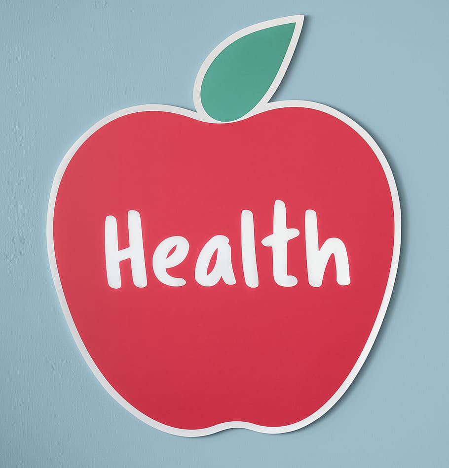 Honeycrisp Health Illustration, apple, blue background, close-up HD wallpaper