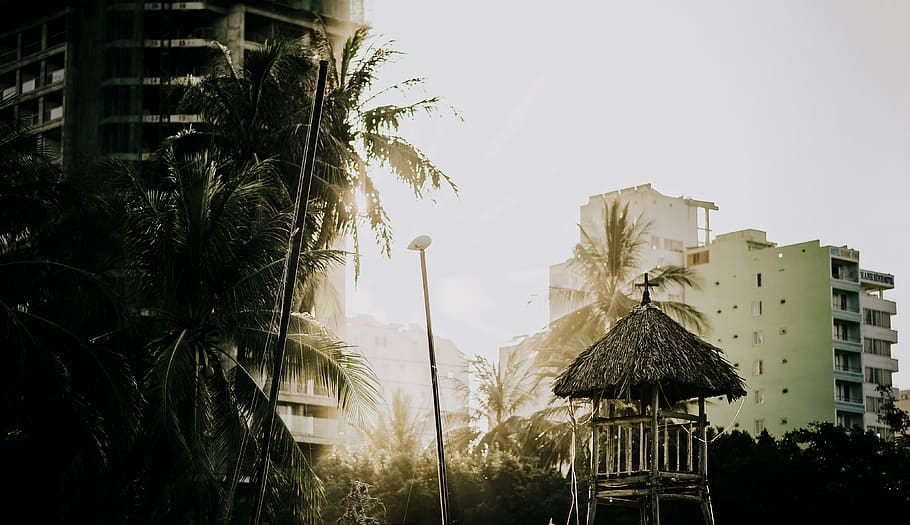 Brown Wooden Gazebo, architecture, building, colors, daylight HD wallpaper