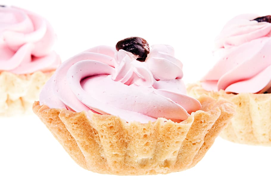 cupcake, flower, close-up, pink color, food, food and drink HD wallpaper