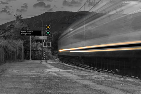 train, station, white black, trip, transport, urban, railroad HD wallpaper