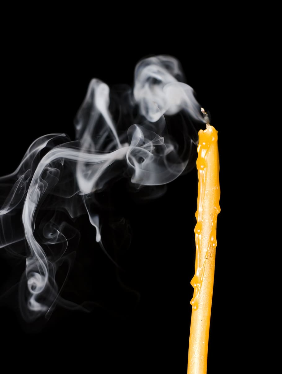 black, background, wax, dark, isolated, candle, smoke, black background HD wallpaper