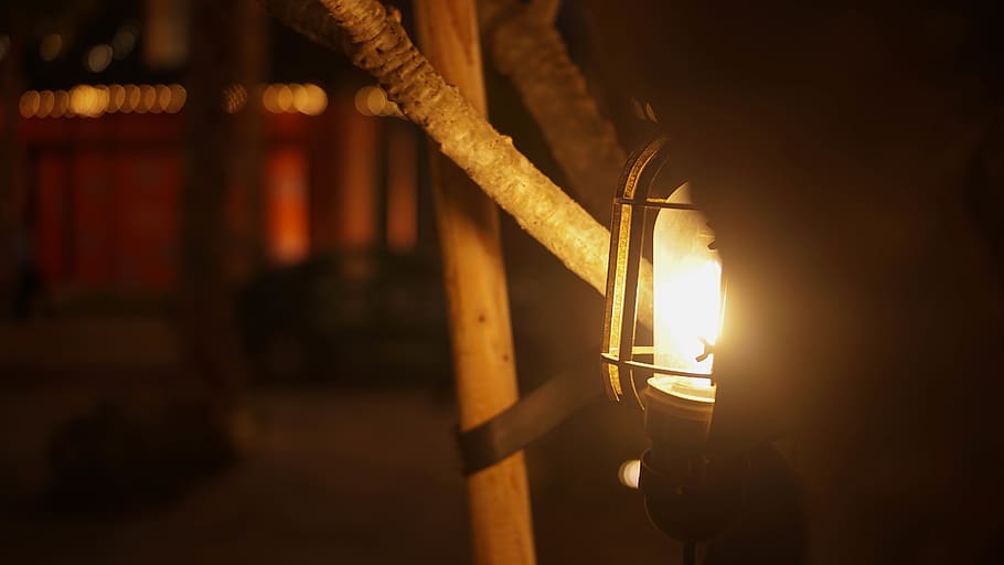 lamp, burning, illuminated, heat - temperature, fire, lighting equipment HD wallpaper