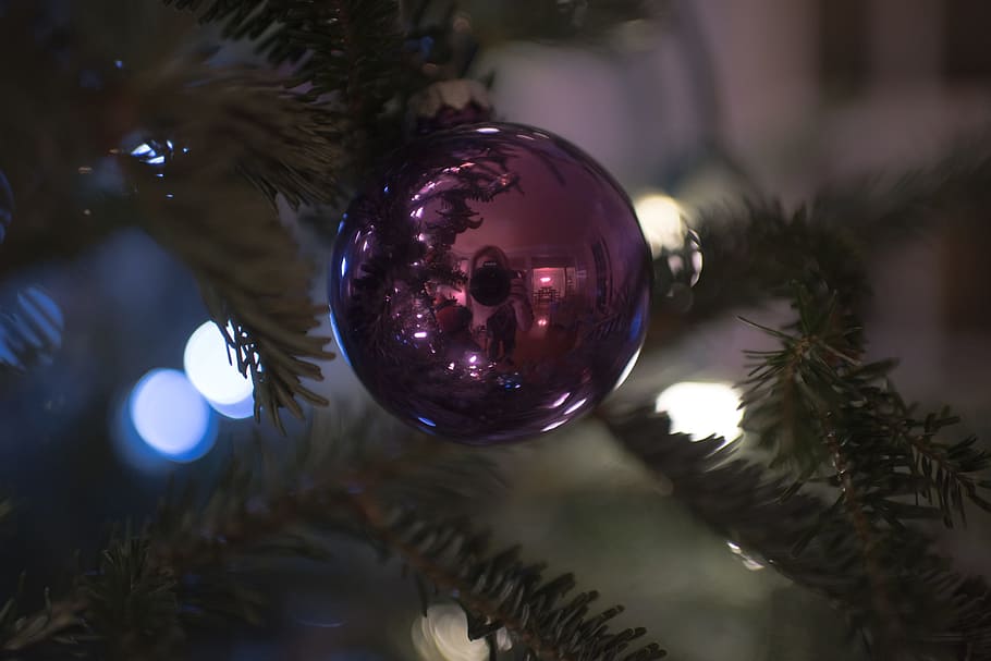 christmas, decor, ball, tree, lights, bokeh, christmas decoration HD wallpaper