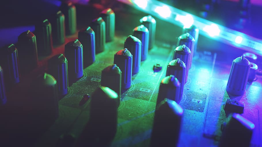Mixing Console Beside Led Lights, blur, dark, electronics, focus HD wallpaper